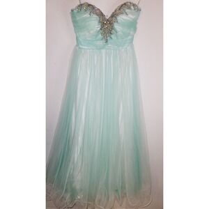 Tiffany Designs Dress Gown Size 8 Prom Pageant Formal Beautiful Green Turquoise